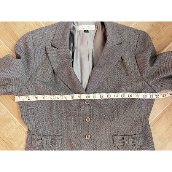 TAHARI Women's Sz 12 Tweed Suit Arthur S Levine Black Wht Wool Poly Blend Lined - Picture 7 of 16